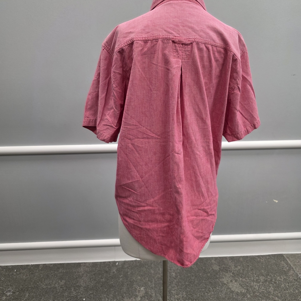 Men's Pink Button-Up Short Sleeve  Shirt - Picture 6 of 9